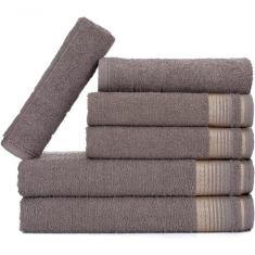 Jogo De Toalhas Luxury Soft Beka 360 G m² 2 Banho + 2 Rosto + 2 Piso Luxo Cinza