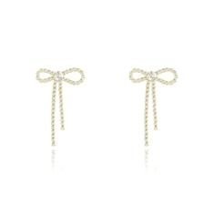 LKingel Brincos de laço para mulheres, brincos de laço de strass da moda, brincos de laço de Natal, brincos longos de borla, brincos de laço, enfeites de meia e acessórios de joias de Natal, Large,