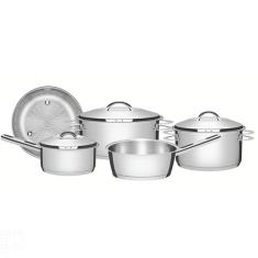 Jogo de Panelas Tramontina Solar em Aço Inox com Fundo Triplo e Tampas