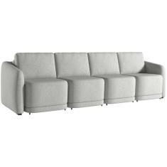 Sofá Cama para Sala de Estar 5 Lugares 436cm Montserrat K01 Linho Cinza - Lyam Decor