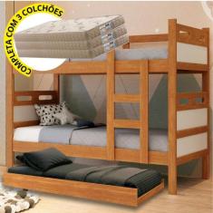 Treliche, Beliche com Cama Auxiliar e 3 Colchões D20 Treliche Completa