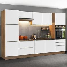 Cozinha Completa Madesa Lux com Armário e Balcão 9 Portas 5 Gavetas Rustic/branco Veludo