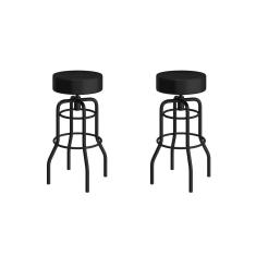 Conjunto 2 Banquetas de Aço 70cm Giratória Paris Preto/Preto