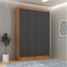 Guarda-Roupa Modulado Viena 4 Portas 4 Gavetas 2 Peças Espresso Móveis Nogal/Grafite