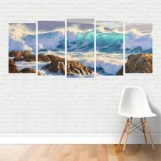 Quadro Arte Abstrato Coast Samuel Earp Ondas Canvas - Plinplin