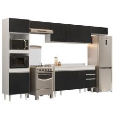 Armário De Cozinha Modulada 5 Peças Cp14 Balcão Com Tampo Branco-preto - Lumil