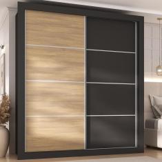 Guarda Roupa Casal Chicago MP4268 2 Portas de Correr 4 Gavetas MDP Madeirado-preto Multimóveis