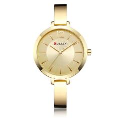 Relógio Feminino Dourado De Pulso Curren Pulseira Metálica