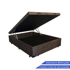 Base Box Baú Casal Suede Marrom (37x138x188)