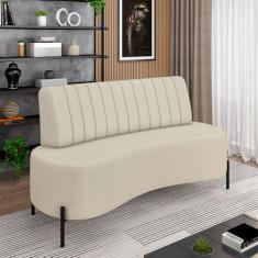 Sofá Living Decorativo 2 Lugares 1,60M Katara Pés de Ferro Bouclê Off White G33 - Gran Belo