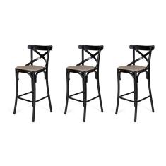 Kit 3 Banquetas Katrina em Aço Preto