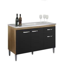 Balcão Gabinete Para Cozinha Gabriela 120cm 3 Portas 1 Gaveta - AJL Mó