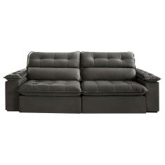 Sofá 5 Lugares Retrátil e Reclinável Jobi Veludo Cinza 297 cm