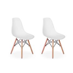 Conjunto 2 Cadeiras Charles Eames Eiffel Base Madeira Branca