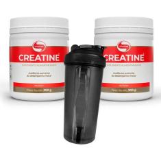 Kit 2x Potes Creatina 300g Vitafor + Shaker Sabor Sem Sabor