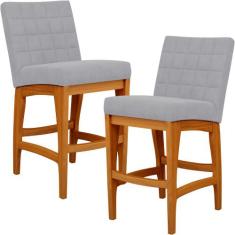 Kit 02 Banquetas Baixa Cozinha Bancada Bar Sala de Jantar Fixa Mila L0