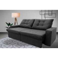 Sofá Retrátil/Reclinável Malta 2,00m Suede Velut Cinza c/ Molas no Ass