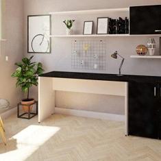 Mesa Reta Corp 25mm 170 cm Bramov Móveis Branco/Preto