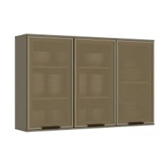 Armário Aéreo P/ Cozinha Connect C/ 3 Portas De Vidro 120cm Duna - Henn