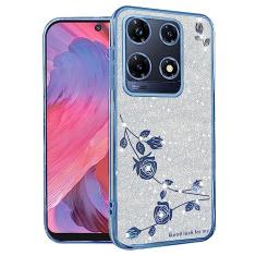Kainevy Capa para Infinix Note 30 Pro com glitter para mulheres meninas rosa floral transparente protetor à prova de choque Infinix Note 30 Pro capa de telefone luxuosa diamante brilhante linda capa