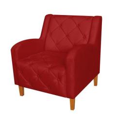Poltrona Decorativa Munique Pés Trapézio Suede Vermelho - DS Estofados
