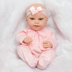 Boneca Reborn Gatinha Baby Careca Com Conjunto Pagão Rosa - Cegonha Re