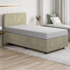 Base Cama Box Solteiro Veludo Skybox Cor Bege
