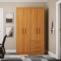 Guarda Roupa Solteiro 4 Portas 3 Gavetas Advantage Freijó