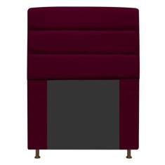 Cabeceira Estofada Turim 90 cm Solteiro Suede Bordô - Doce Sonho Móvei
