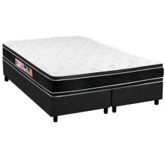 Cama Box Queen: Colchão Espuma Castor D33 Black e White + Base CRC Sue