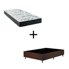 Cama Box Solteiro - Tecido Sintético Marrom Com Colchão Extra Firme D28 - Suporta 80kg