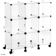 Balcão de Atendimento Modular em Vidro com Rodízio - 0,90 x 1,00 X 0,40