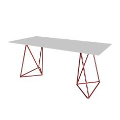 Escrivaninha Bela Vista Cavalete Tampo Branco Base Ferro Vermelho - Cor: Branco