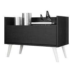 Mesa de Cabeceira 60 cm c/Pés Retrô Multimóveis Preta/branca