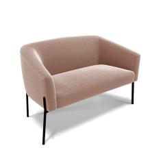 Sofá Namoradeira 2 Lugares Pé Ferro Preto Stella Bouclê Rosê D03 - D`Rossi