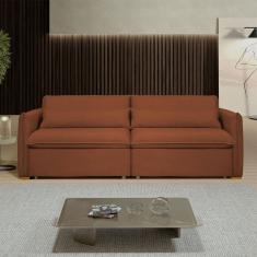 Sofá Cama 3 Lugares Aurora Retrátil Veludo Terracota - Celflex