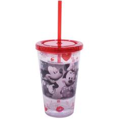 Copo Com Canudo Mickey & Minnie Foto 450ml - Disney - Minas de Present