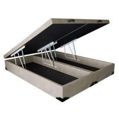 Base Cama Box Baú Bipartido King 42x193x203 RC Sono Leve, Suede Bege