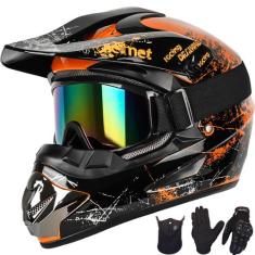 Capacete de motocross Yesmotor Youth Kids Full Face DOT Orange