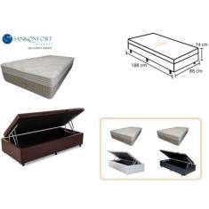 Conjunto box baú Solteiro + Colchão Strong Sankonfort 88x188x74 - Mola