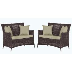 2 Sofás Área Externa Igapó Alumínio Pintura Marrom Corda Náutica Estof