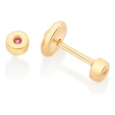 Brinco Solitário Infantil, Cravejado Por 2 526713 - ROMMANEL, Rosa esc