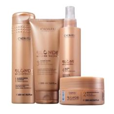 Cadiveu Blonde Reconstructor Shampoo 250ml+Mascara Reconstrução+Acidificante+Leave-in 200ml