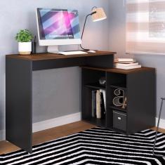 Mesa Escrivaninha Estilare Móveis - Preto com Madeirado