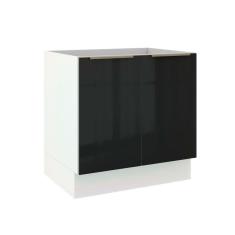 Balcão Madesa Lux 80 cm 2 Portas - Branco/Preto