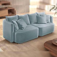 Sofá Liverpool Bipartido Mm Top 220Cm Boucle/Cinza