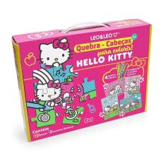 Quebra-Cabeça 4 Em 1 Hello Kitty Leo&Leo Para Colorir 72 Peças e 3 Hidrocor