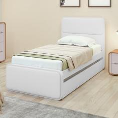 Cama Solteiro Loop Tecido Korino com Cama Auxiliar Branco