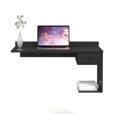 Escrivaninha Mesa De Computador Notebook Suspensa Parede Com Gaveta Vá