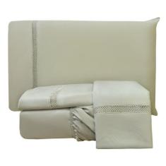Jogo Cama Lençol Trento King Guipir Micro Percal 300 Fios - Casa Scarp